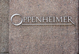 Oppenheimer & Co., close-up detail of building exterior, 85 Broad Street, New York City, New York,