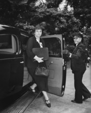 U.S. Secretary of Labor Frances Perkins arriving for special cabinet meeting called by U.S.