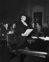 U.S. Secretary of Labor Frances Perkins preparing to testify on the Administration's Social