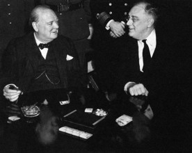 U.S. President Franklin D. Roosevelt with British Prime Minister Winston Churchill at Casablanca