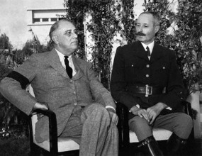 U.S. President Franklin D. Roosevelt with French General Henri Giraud at Casablanca Conference,