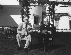 U.S. President Franklin D. Roosevelt with British Prime Minister Winston Churchill at Casablanca