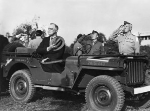 U.S. President Franklin D. Roosevelt reviewing troops at Camp Anfa during trip to Casablanca