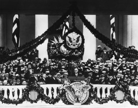 U.S. President Franklin D. Roosevelt delivering first inaugural Speech, Washington, D.C., USA,