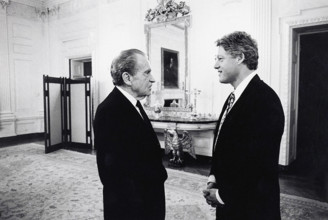 U.S. President Bill Clinton meeting with former U.S. President Richard Nixon, White House,