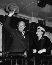 U.S. President Dwight D. Eisenhower and U.S. First Lady Mamie Eisenhower on campaign train during