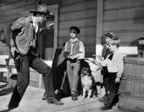 Stewart Granger, on-set of the western film, "Gun Glory", MGM, 1957