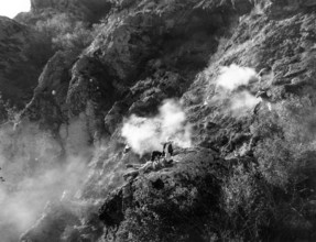 Eugene Pallette (center foreground), on-set of the western film, "Gun Smoke", Paramount Pictures,