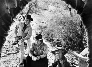 Bobby Sykes, Axe Mayhew, Marty Robbins, Shug Fisher, on-set of the western film, "Guns Of A