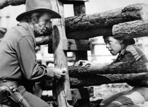 Marty Robbins, Steven Tackett, on-set of the western film, "Guns Of A Stranger", Universal