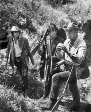 Joe Don Baker, Reni Santoni, George Kennedy, on-set of the western film, "Guns Of The Magnificent