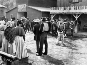 Ward Bond (right), on-set of the western film, "The Halliday Brand", United Artists, 1957