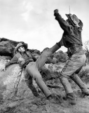 Dan Duryea (left), on-set of the western film, "Incident At Phantom Hill", Universal Pictures, 1966