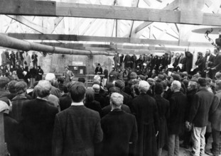 Immigrant settlers gathering at local skating rink in Sweetwater, Wyoming, on-set of the western