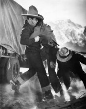 George O'Brien (left), on-set of the western film, "Hollywood Cowboy", aka "Wings Over Wyoming",