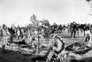 Henry Fonda (standing center), on-set of the western film, "How The West Was Won", MGM, 1962