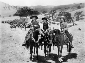 Richard Barthelmess (left), on-set of the western film, "The Lash", First National Pictures, Warner