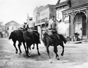 Dee Pollock, Richard Rust, Michael Landon, on-set of the western film, "The Legend Of Tom Dooley",