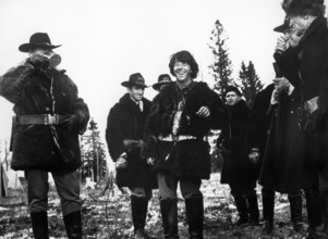 Dustin Hoffman (standing center),  on-set of the western film, "Little Big Man", National General