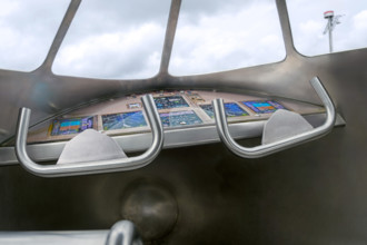 Cockpit of replica of Swiss Airlines airplane, Zurich Airport, Zurich, Switzerland