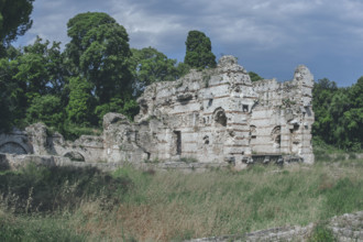 Ancient Roman ruins on the grounds of the Archeology Museum of Nice-Cimiez, Nice, France