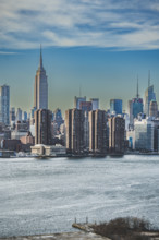 View of midtown Manhattan skyline and East River, New York City, New York, USA