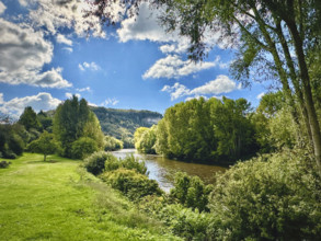 Vezere River and surrounding landscape, Dordogne, France