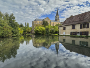 Reflections on scenic river, Le Bugue, France