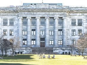 Harvard Medical School, building exterior and quadrangle, Boston, Massachusetts, USA