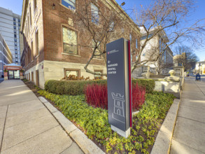 Harvard University Dental School and Hospital, building exterior and sidewalk scene, Harvard School