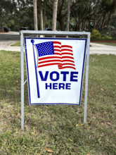 Vote Here sign, Boca Raton, Florida, USA