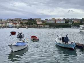 Fishing boats in harbor, Mugardos, Galicia, Spain