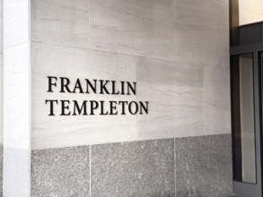 Franklin Templeton Investment Firm, company name on office building exterior, New York City, New