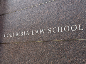 Columbia Law School, etching on building exterior, Columbia University, New York City, New York,