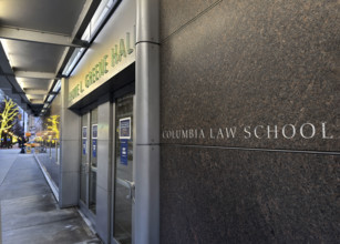 Jerome L. Greene Hall, Columbia University Law School, building exterior and entrance, New York