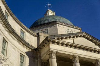 Sterling Hall of Medicine, building exterior detail, low angle view, Yale University School of