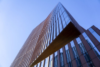 MIT Museum, Gambrill Center, building exterior, extreme low angle view, Cambridge, Massachusetts,