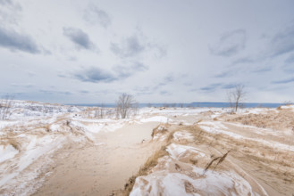 Snowy sand dunes in winter