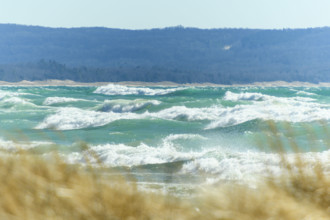 Rough waves, Lake Michigan, Frankfort, Michigan, USA