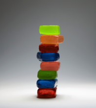 Stack of hard candies in assorted colors