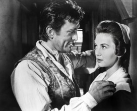 Kirk Douglas, Janelle Scott, on-set of the film, "The Devil's Disciple", United Artists, 1959