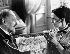 Ralph Richardson, Clair Bloom, on-set of the film, "A Doll's House", directed by Patrick Garland,