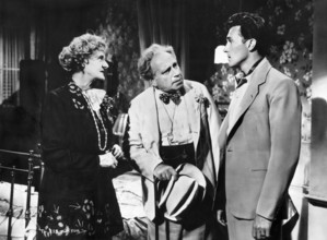 Mary Merrall, Martin Miller, Terence Morgan, on-set of the anthology film, "Encore",  segment: