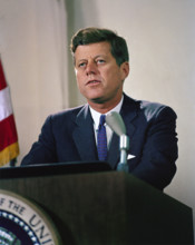 U.S. President John F. Kennedy delivering radio and television address to the nation regarding the
