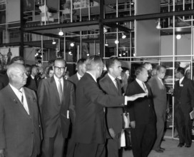 Soviet Premier Nikita Khrushchev and U.S. Vice President Richard M. Nixon touring the American