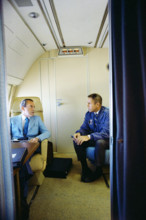 U.S. President Richard M. Nixon seated with White House Chief of Staff Harry Robbins "H.R."