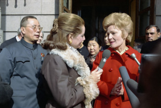 U.S. First Lady Pat Nixon being interviewed by U.S. reporter Barbara Walters, Beijing, China, White