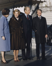 U.S. President Gerald Ford, U.S. First Lady Betty Ford, U.S. President-Elect Jimmy Carter, and