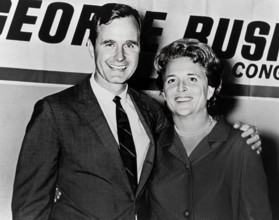 George H.W. Bush and Barbara Bush on night George Bush was elected to Congress, Houston Texas, USA,