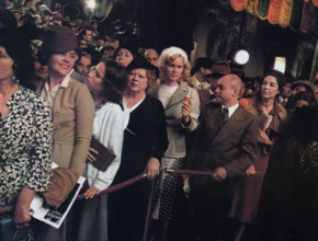 Karen Black (white hat), on-set of the film, "The Day Of The Locust", Paramount Pictures, 1975